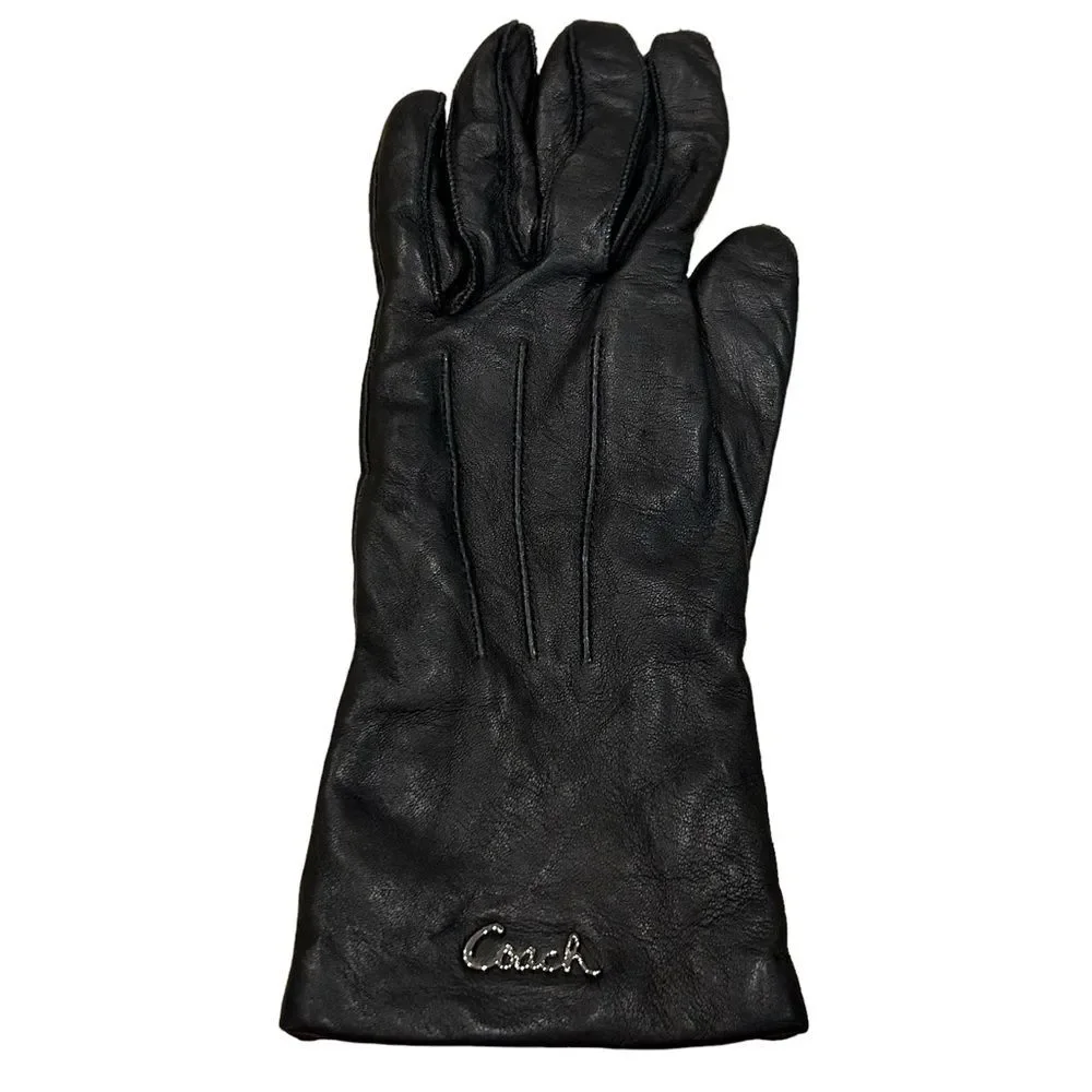 Coach Black Leather Single Left Glove 6.5